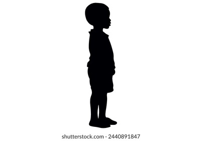 Silhouettes of african kids faces. African boys face silhouette