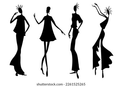 Silhouettes of African women in modern clothes.