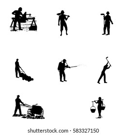 silhouettes of agriculturist shape vector design