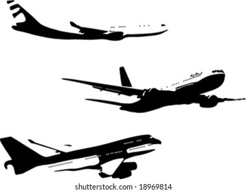 silhouettes of aircraft