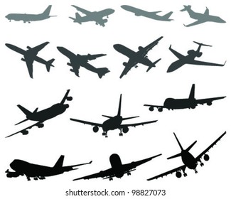 Silhouettes of aircraft 3- vector