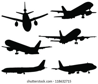 Silhouettes of aircraft 5- vector