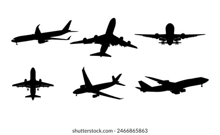 silhouettes of airplane, plane - illustration	