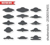 Silhouettes of alien spaceships. UFO vector