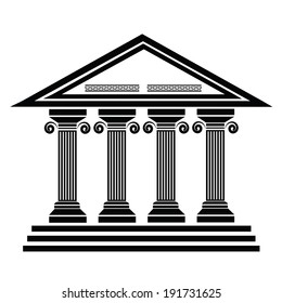 silhouettes of ancient columns on a white background