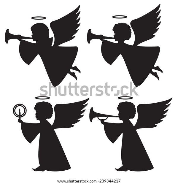 Silhouettes Angels Stock Vector Royalty Free 239844217