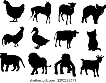 silhouettes of animal pictures vector