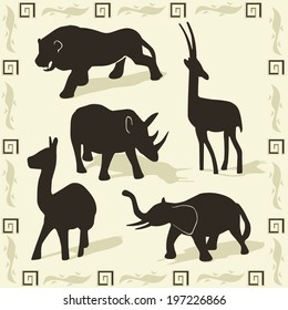 silhouettes of animals Africa vector black