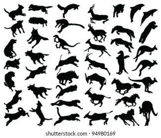 Silhouettes of animals in the high jump 2-vector