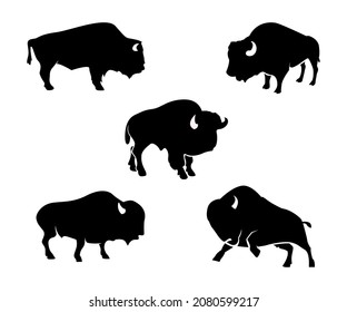 Silhouettes Animals Silhouette Bison Bisons Logo Stock Vector (Royalty ...