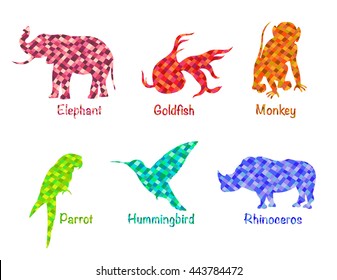 Silhouettes of animals. Vector art. 