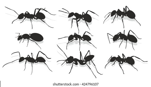 Silhouettes of ants. 