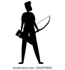 Silhouettes of Archery Athletes in Action Poses