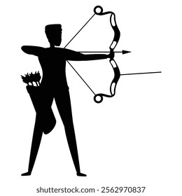 Silhouettes of Archery Athletes in Action Poses