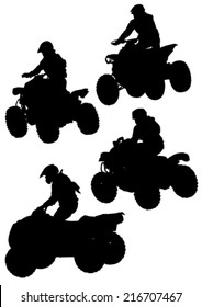 Silhouettes athletes ATV during races