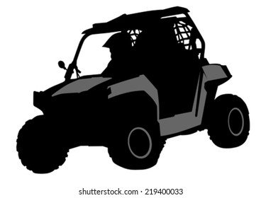 Silhouettes athletes ATV during races