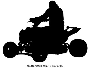 Silhouettes athletes ATV during races