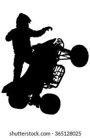 Silhouettes athletes ATV during races on white background