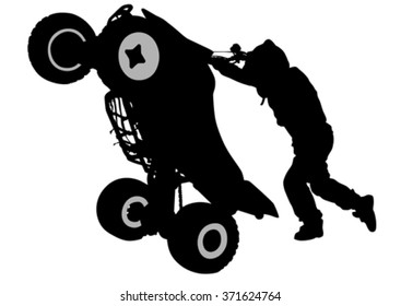 Silhouettes athletes ATV during races