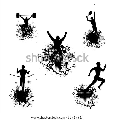 Silhouettes of the athletes on abstract background .