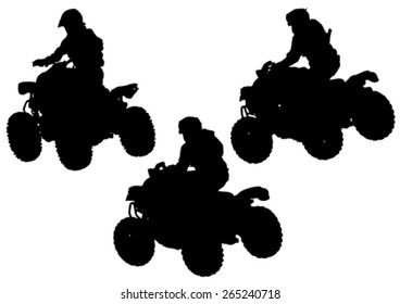 Silhouettes-Athleten auf Quad auf weißem Hintergrund