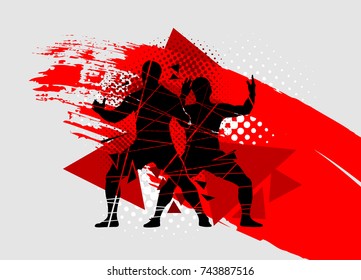 silhouettes of athletes, Rugby players