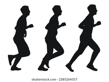 Silhouettes of athletes runners. Athletics, running, cross, sprinting, jogging, walking