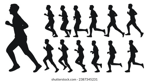 Silhouettes of athletes runners. Athletics, running, cross, sprinting, jogging, walking