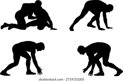 Siluetas de atletas en varias poses de ejercicio