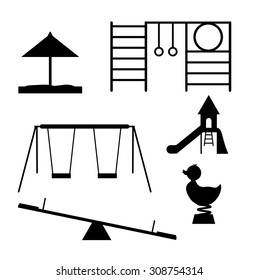 silhouettes of attractions, playground