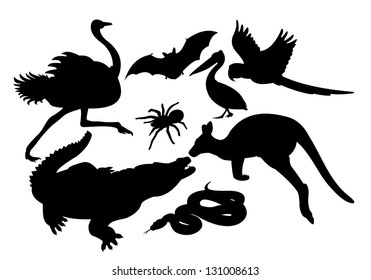 Silhouettes of Australian animals