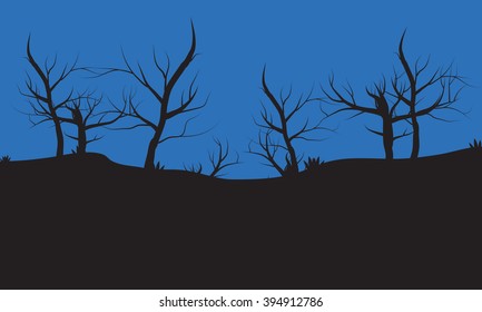 Silhouettes of autumn tree
