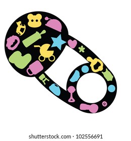 silhouettes baby bottle icons for toddler, newborn and greeting cards