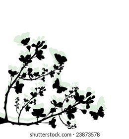 silhouettes backgrounds with butterflies