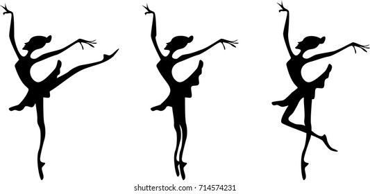 Silhouettes of a ballerina in various ballet poses 
