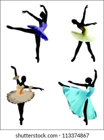 Silhouettes of ballerinas 2-vector