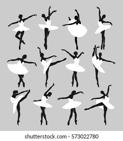 Silhouettes of ballerinas dancing the Swan Lake