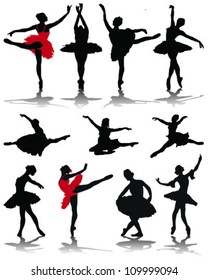 Silhouettes of ballerinas-vector