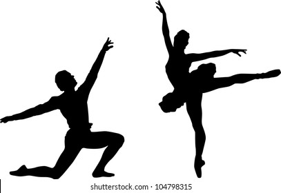 Silhouettes of ballet dancers