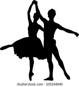 Silhouettes of ballet dancers