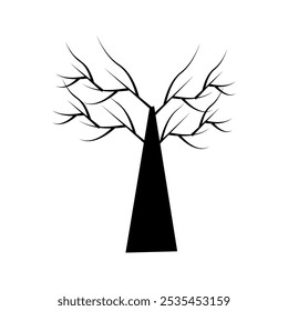 silhouettes of bare tree icon vector color editable