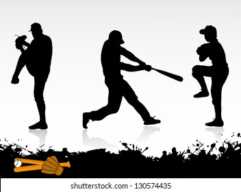 silhouettes of baseball players