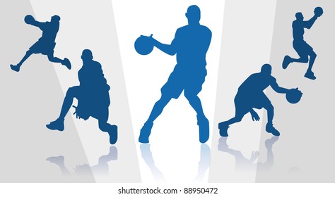 silhouettes of basket players