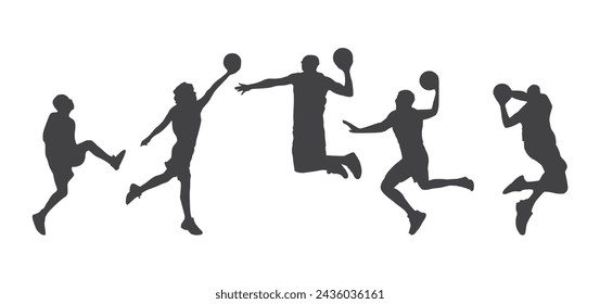 silhouettes of basketball player. man. black isolated white background