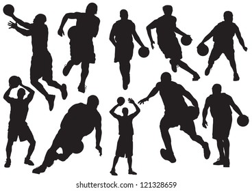 Silhouettes of Basketball Players Vector