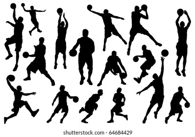 Silhouettes of Basketball Players Vector