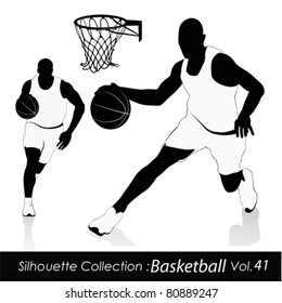 Silhouettes of Basketball Players Vector