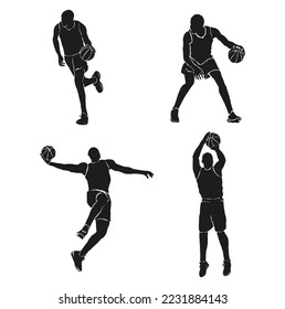  Baloncestistas de los Silhouettes Juego de vectores 