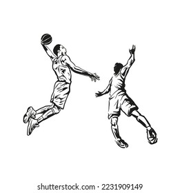  Silhouettes basketball players Vector set