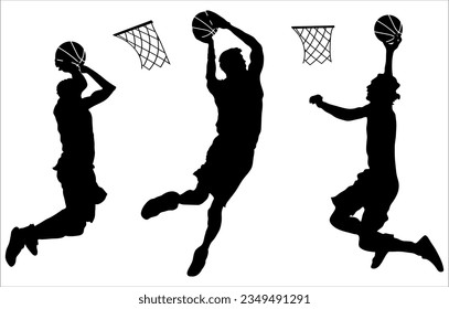 silhouettes and basketball vector set of players basketball silhouette,basketball sports,basket ball,basketball team